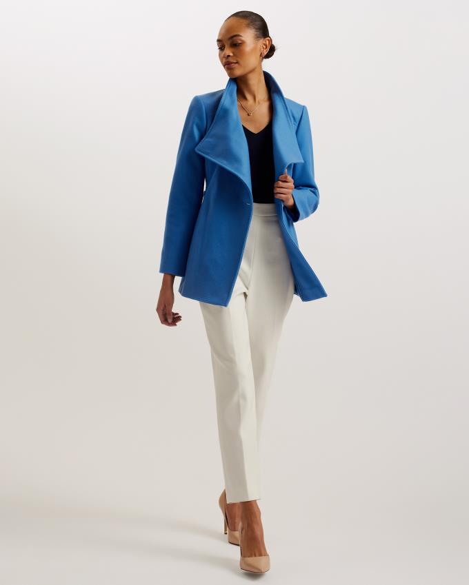 Manteau Ted Baker Short Wool Wrap Bleu Femme | KUF-76331802